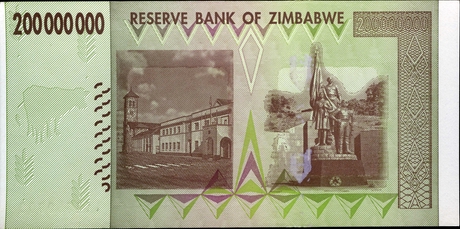 Банкнота в 200 миллионов долларов Зимбабве